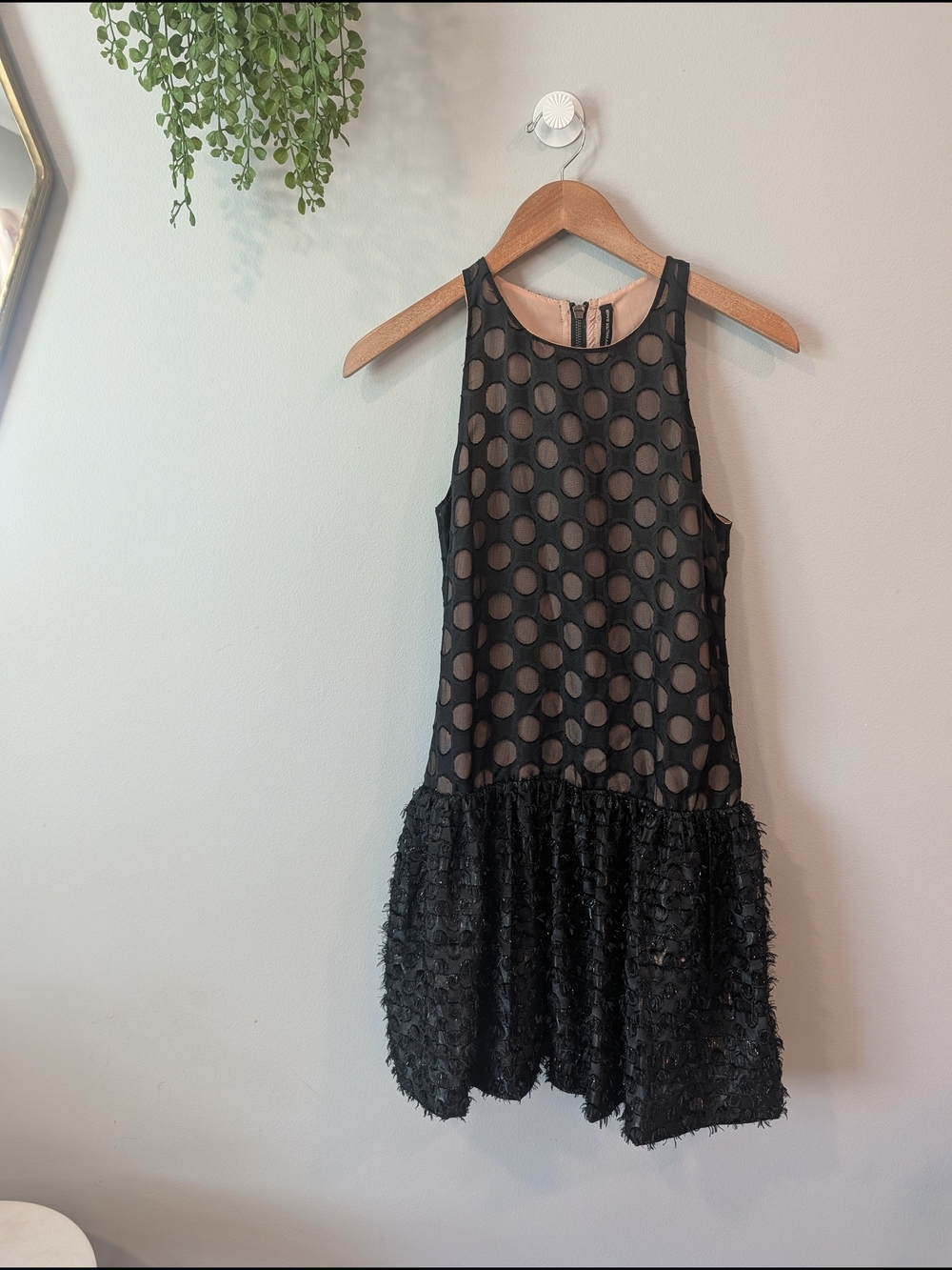 Walter Baker Black Polka Dot Drop-Waist Party Dress Sz Xs